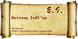 Belovay Ivána névjegykártya